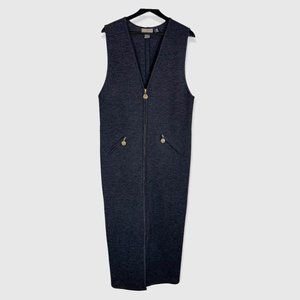 Vintage 90s Nordstrom Merino Wool Sleeveless Zip Up Dress Medium